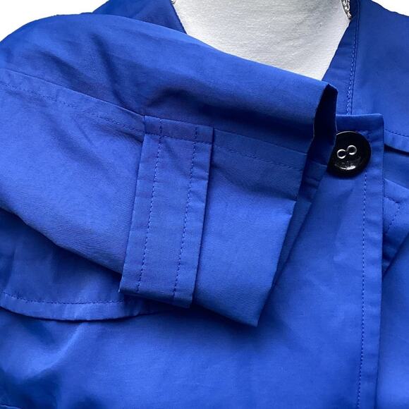 Vintage ABG Royal Blue Belted Trench Coat Rain Jacket Women's Size 10 - Picture 4 of 9